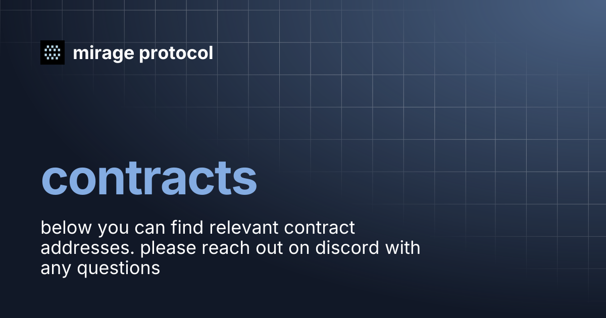 contracts | mirage protocol